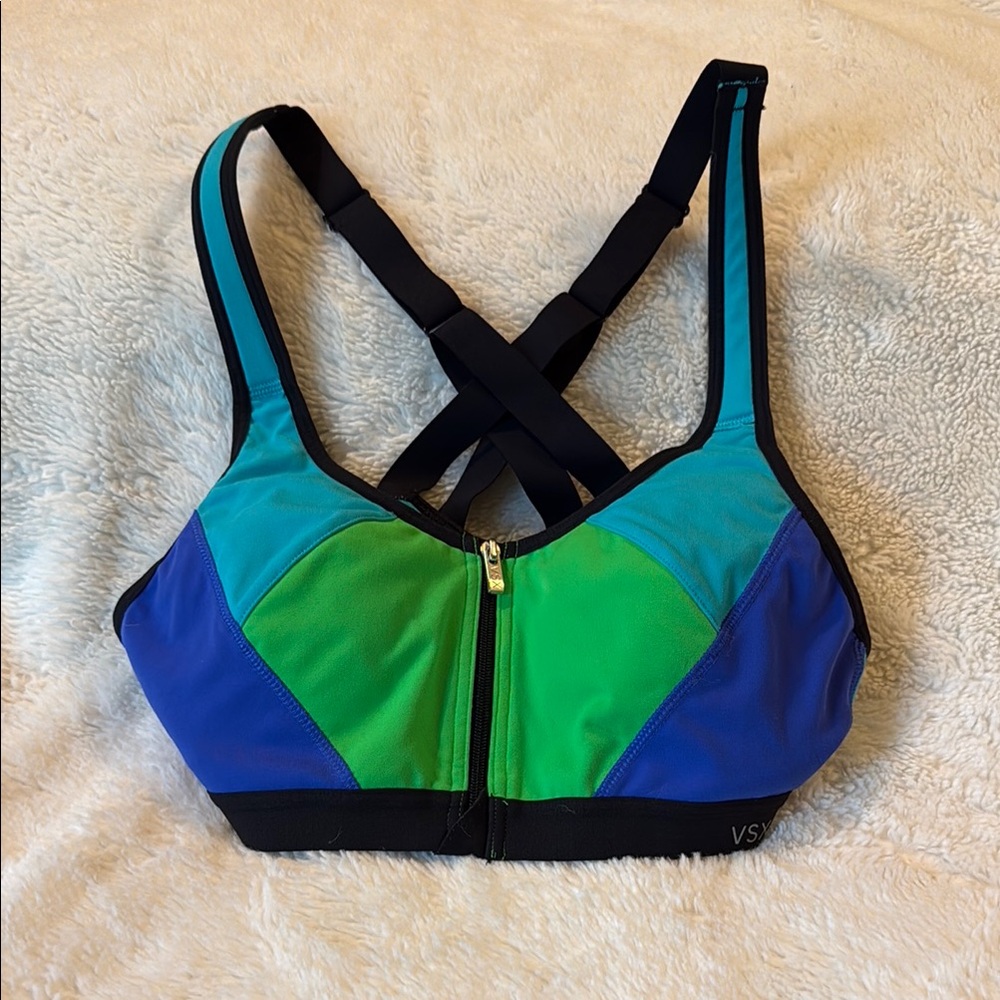 VSX Colorblock Sports Bra with Zipper